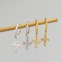 Geometry Cubic Zirconia Cross Tassel 925 Sterling Silver Hoop Earrings