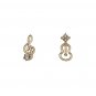 Cubic Zirconia Music Notes Guilter 925 Sterling Silver Stud Earrings