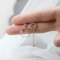Asymmetric Cubic Zirconia Circles Rings Silver Dangling Earrings