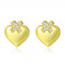 Honey Moon Cubic Zirconia Heart 925 Sterling Silver Studs Earrings