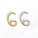 CZ C Shape 925 Sterling Silver Leverback Earrings