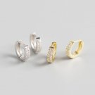 Minimalism CZ Circle 925 Sterling Silver Hoop Earrings