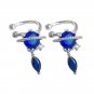 Dream Blue CZ Planet 925 Sterling Silver Non-Pierced Earrings
