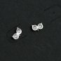 Cute Mini CZ Owl Animal 925 Sterling Silver Stud Earrings