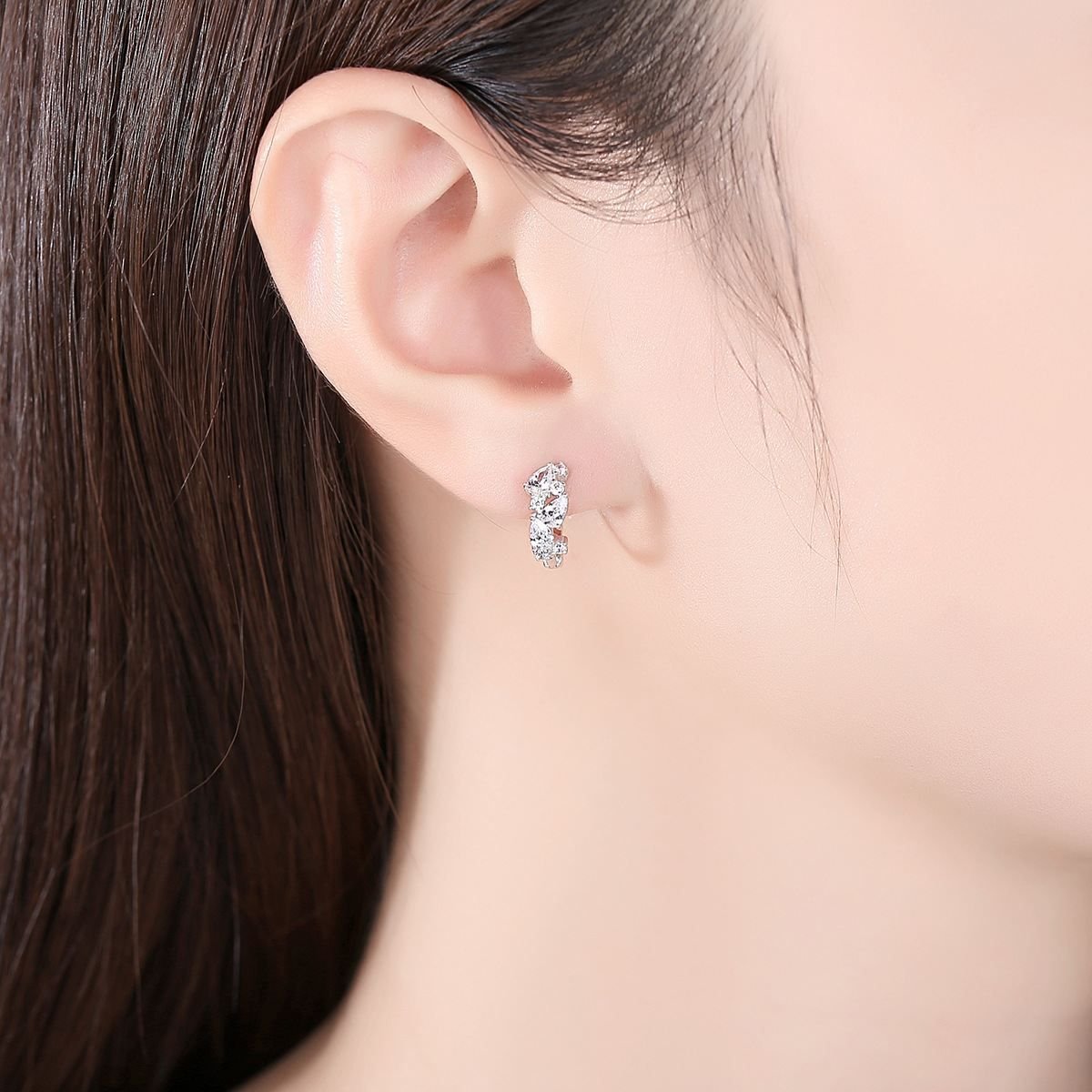 Office Waterdrop CZ 925 Sterling Silver Hoop Earrings