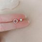 Asymmetry Irregular Round Circle CZ 925 Sterling Silver Stud Earrings
