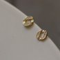 Casual Irregular CZ Hollow Round Coin 925 Sterling Silver Stud Earrings
