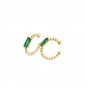 Green CZ Rectangle 925 Sterling Silver Non-Pierced Earrings