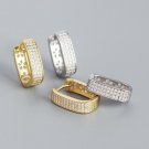 Office Micro Setting CZ U Shape 925 Sterling Silver Hoop Earrings