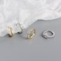 Simple CZ Rectangle Geometry 925 Sterling Silver Hoop Earrings