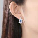 Modern Oval Flower 925 Sterling Silver Dangling Earrings