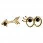 Asymmetry Arrow Black Eye 925 Sterling Silver Stud Earrings