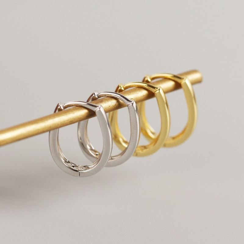 U Shape 925 Sterling Silver Hoop Earrings