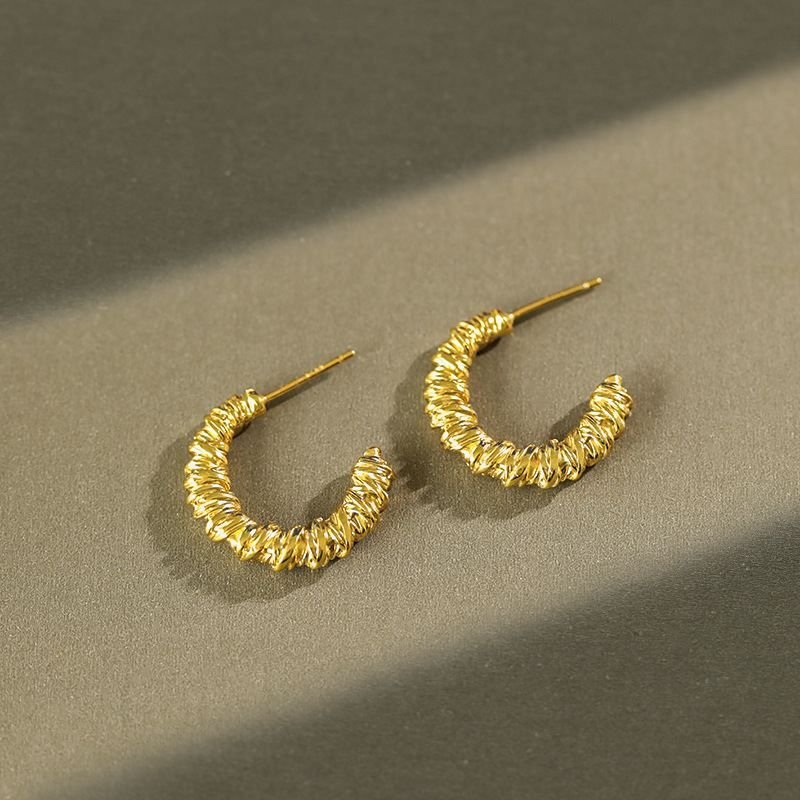 Twisted Circle 925 Sterling Silver Hoop Earrings