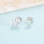 Mother Child Elephant 925 Sterling Silver Brush Stud Earring