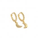 Geometric Round Glossy Moon  925 Sterling Silver Hoop Earrings