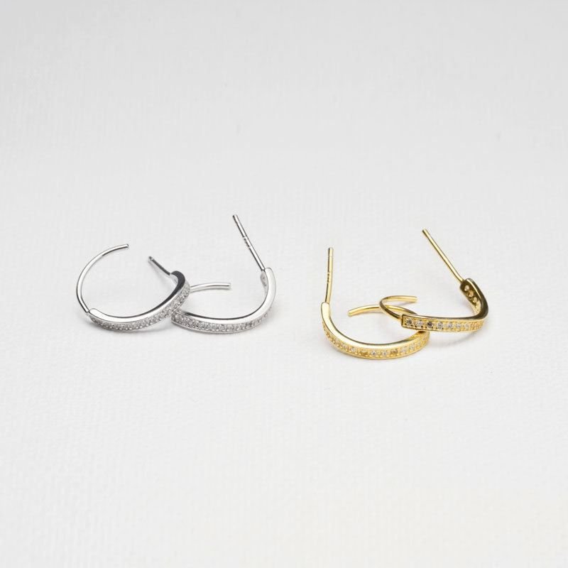 Elegant Letter C Shape 925 Sterling Silver Dangling Earrings
