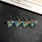 Colorful Abstract Heart 925 Sterling Silver Dangling Earrings
