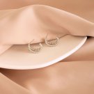 Fashion Beads C Shape 925 Sterling Silver Hoop Earrings