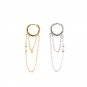 Fashion Double Layer CZ Chain Tassels 925 Sterling Silver Hoop Earrings