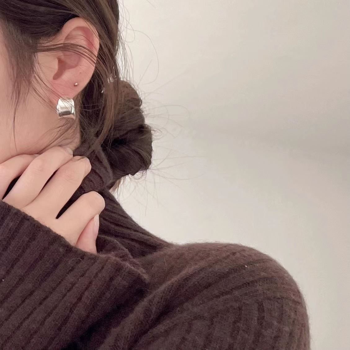 Irregular Arc 925 Sterling Silver Stud Earrings