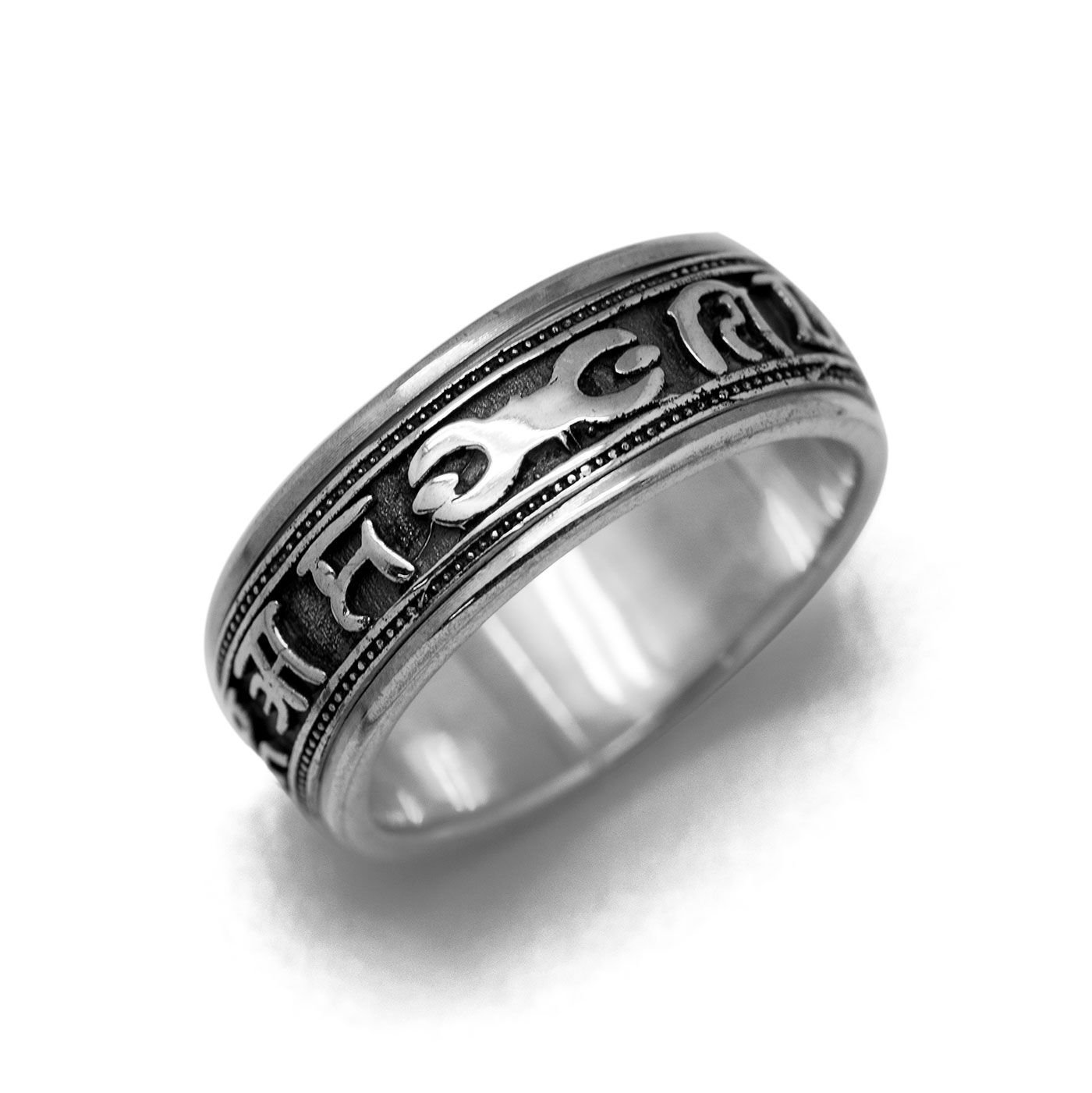 Sanskrit Thai 925 Silver Buddhism Finger Ring Men
