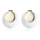 Simple Round Shell Pearl 925 Silver Stud Earrings