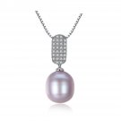 Simple Cubic Zirconia Natural Pearl 925 Silver Necklace