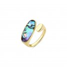 Oval Abalone Shell White 925 Sterling Silver Adjustable Ring
