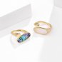 Oval Abalone Shell White 925 Sterling Silver Adjustable Ring