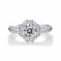 Beautiful Moissanite CZ Flower 925 Sterling Silver Adjustable Ring