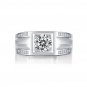 Men Moissanite CZ Geometry Square 925 Sterling Silver Adjustable Ring