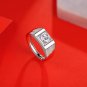 Men Square Moissanite CZ Geometry 925 Sterling Silver Adjustable Ring
