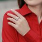 Men Square Moissanite CZ Geometry 925 Sterling Silver Adjustable Ring