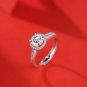 Round Moissanite CZ Geometry 925 Sterling Silver Adjustable Ring