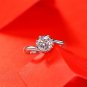 Six Claw Round Moissanite CZ Twisted 925 Sterling Silver Adjustable Ring