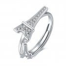 CZ Eiffel Tower 925 Sterling Silver Adjustable Ring
