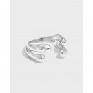 Fashion Double Layers Drop Water 925 Sterling Silver Adjustable Ring