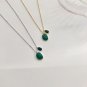 Vintage Green Black Enamel Double Pendant 925 Sterling Silver Necklace
