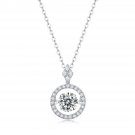 Party Dancing Moissanite CZ Circle 925 Sterling Silver Necklace