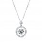 Party Dancing Moissanite CZ Circle 925 Sterling Silver Necklace