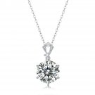 Elegant 10ct Round Moissanite CZ Heart Border 925 Sterling Silver Necklace