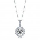Holiday Moissanite CZ Waterdrop Round Flower 925 Sterling Silver Necklace