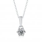 Elegant Six Claw V Shape Moissanite CZ 925 Sterling Silver Necklace