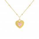 Dual Two Sides Wearing Styles Pink CZ Heart 925 Sterling Silver Necklace