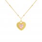 Dual Two Sides Wearing Styles Pink CZ Heart 925 Sterling Silver Necklace