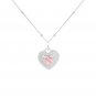 Dual Two Sides Wearing Styles Pink CZ Heart 925 Sterling Silver Necklace