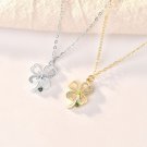Gift CZ Four Leaf Clover 925 Sterling Silver Necklace