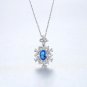 Elegant Oval Natural Treated Crystal Flower CZ 925 Sterling Silver Necklace