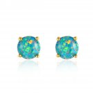Simple Round Natural Opal 925 Sterling Silver Stud Earrings